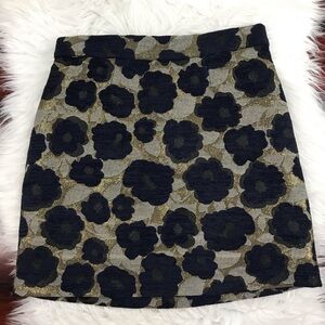 Sam Edelman Gold Navy Jacquard Mini A Line Skirt